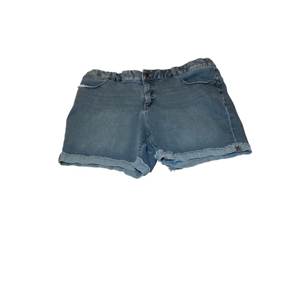 Terra & Sky Pants - Terra & Sky Denim Shorts Women's 20W Blue  Raw Hem Stretch Plus Size